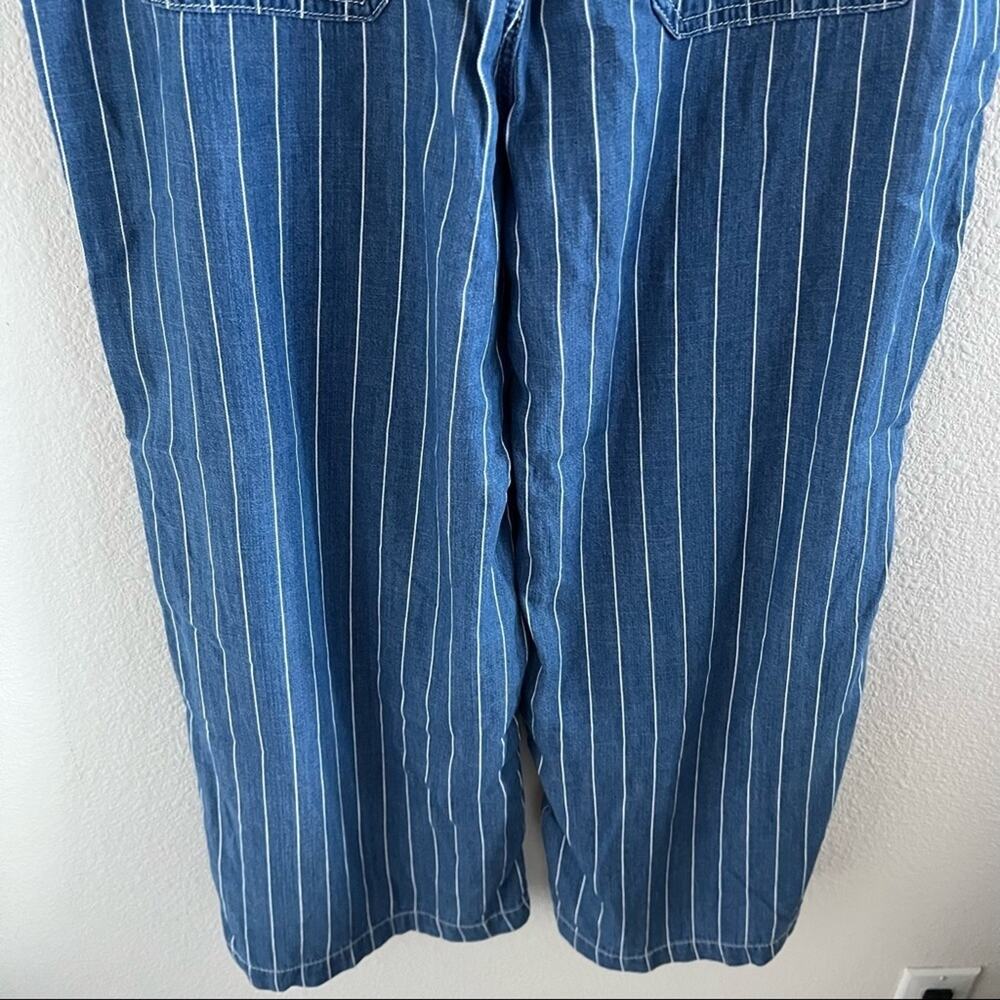 Seven7 Striped Wide Leg Crop Pants Chambray Denim 10 - Picture 12 of 13